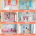 Costway Wooden Dollhouse For Kids 3Tier Toddler Doll House W/Furniture