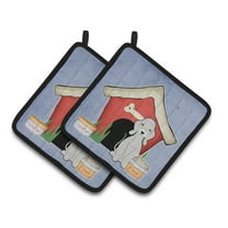 Carolines Treasures BB2844PTHD Dog House Collection Bedlington Terrier Blue Pair of Pot Holders , 7.5HX7.5W, multicolor