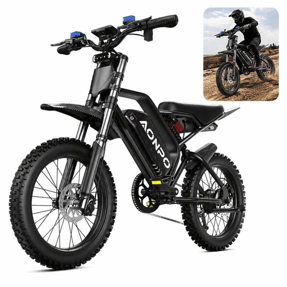 AONPO B20 Electric Dirt Bike for Outdoor Sports,48V 18.2Ah UL2849 Electric Mountain Bike for Adults,30 MPH Peak 1500W Electric Bike,E-Bike Up to 100 Miles