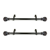 Home Decorative Lanette 1" Diameter Side Curtain Rod 12-20" Long (Set of 2) - Black