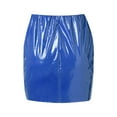 thumbnail image 4 of Dewadbow Women Leather Bodycon Slim High Waist PU Skirt Mini Skirt Clubwear, 4 of 4