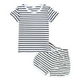 thumbnail image 3 of Kids Clothes Boys Toddler Outfits Summer Girls And Cotton Striped Printed Short Sleeve Training 0 6 12 18 24 Months 2T 3T Pants Set T-Shirt + Shorts 2PCS, 3 of 3