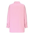 thumbnail image 6 of Women's Oversized Striped Button Down Shirts Long Sleeve Loose Lapel Tops Dressy Casual Trendy 2025 Tunic Blouse Pink M, 6 of 6