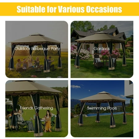 Costway 2 Tier 10 X10 Gazebo Canopy Tent Shelter Awning Steel Patio Garden Outdoor Canada Costway 2 Tier 10 X10 Gazebo Canopy, Big Lots Outdoor Canopy Tent