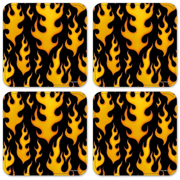 Vinyl Drink Coasters - Set of 4 - Black Flames - Image by Dan Morris