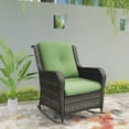 thumbnail image 3 of MeetLeisure Hand-woven Wicker Outdoor Rocking Chair with Green Cushion, 3 of 10