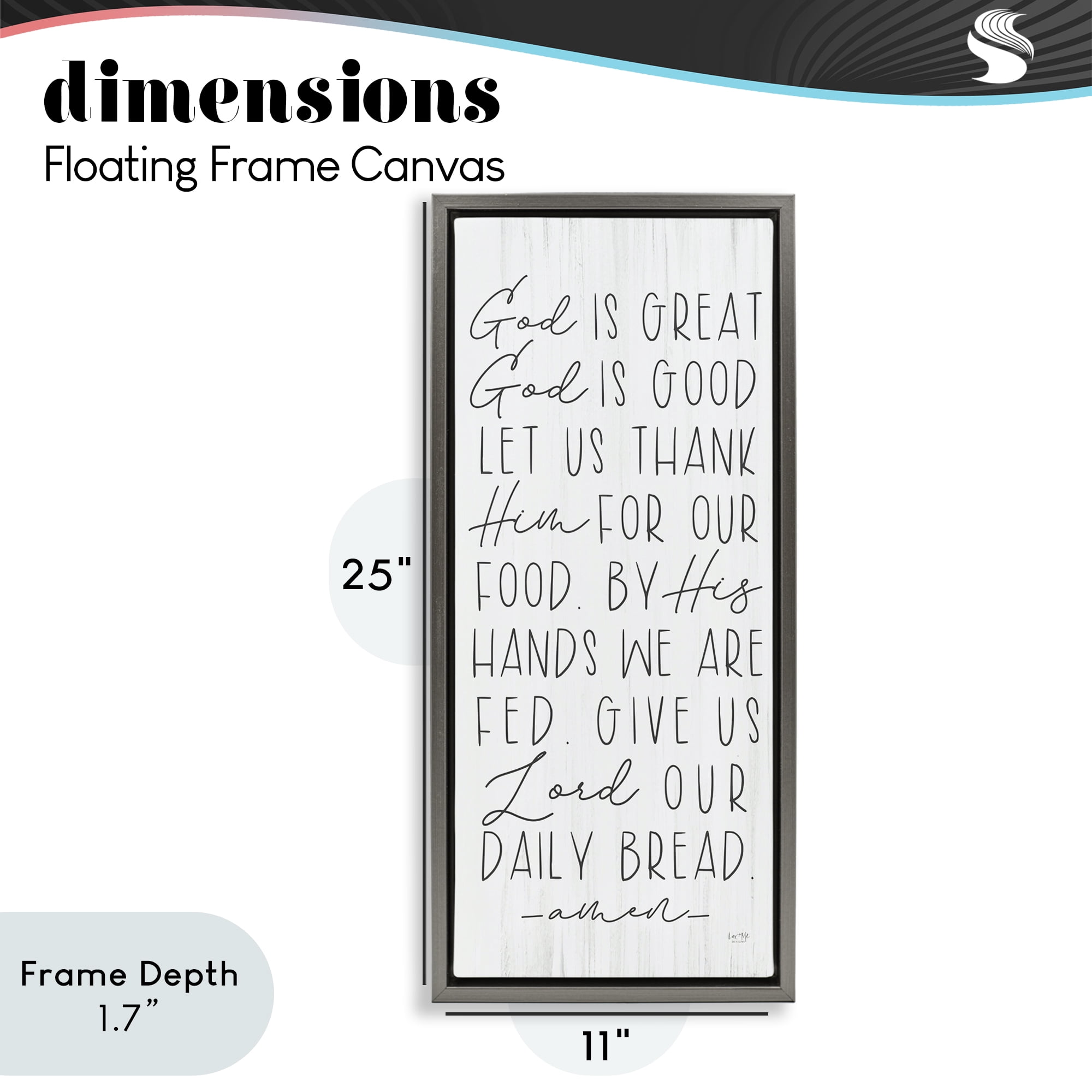 Stupell Industries God Is Great & Good Gray Framed Floater Canvas Wall Art, design by Lux + Me Designs
