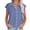 Blue, variant on Zpanxa Women's Striped Short Sleeve Shirt Raglan Sleeve Collared Casual Blouse Loose Fit Comfortable Summer Top