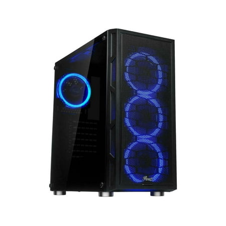 Rosewill ATX Mid Tower Gaming PC Computer Case with Dual Ring Blue LED Fans,