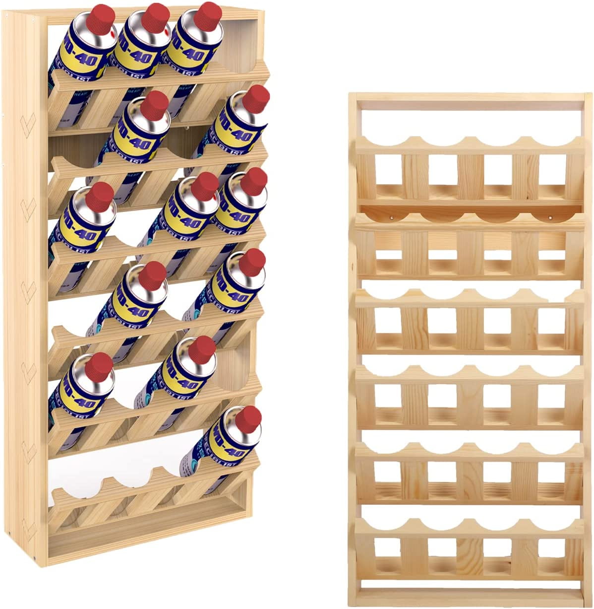 uyoyous 24 Can Spray Paint or Lube Can Wall Mount Storage Holder Rack 6Tier Wood Aerosol
