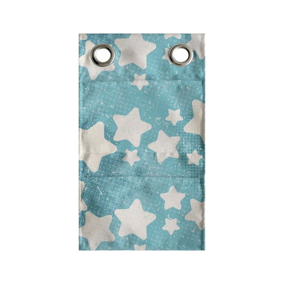 Stars Hanging Pocket Organizer, Modern Design Grunge Layout Shapes Pattern on Half Tone Dotted Backdrop, Printed Polyester Storage Bag with Pockets, 9" x 16", Eggshell and Seafoam