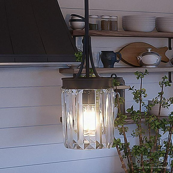 Urban Ambiance Luxury Luxury Pendant, Size: 11-1/4"H x 6"W, with Transitional Style Elements, Olde Bronze Finish and Clear Shade, UHP2460