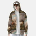 thumbnail image 4 of Kll Three Horses Oil Painting Print Men'S Women’s Upf 50+ Sun Protection Outdoor Hoodie Jacket Long Sleeve Fishing Hiking Performance Shirt- Small, 4 of 8