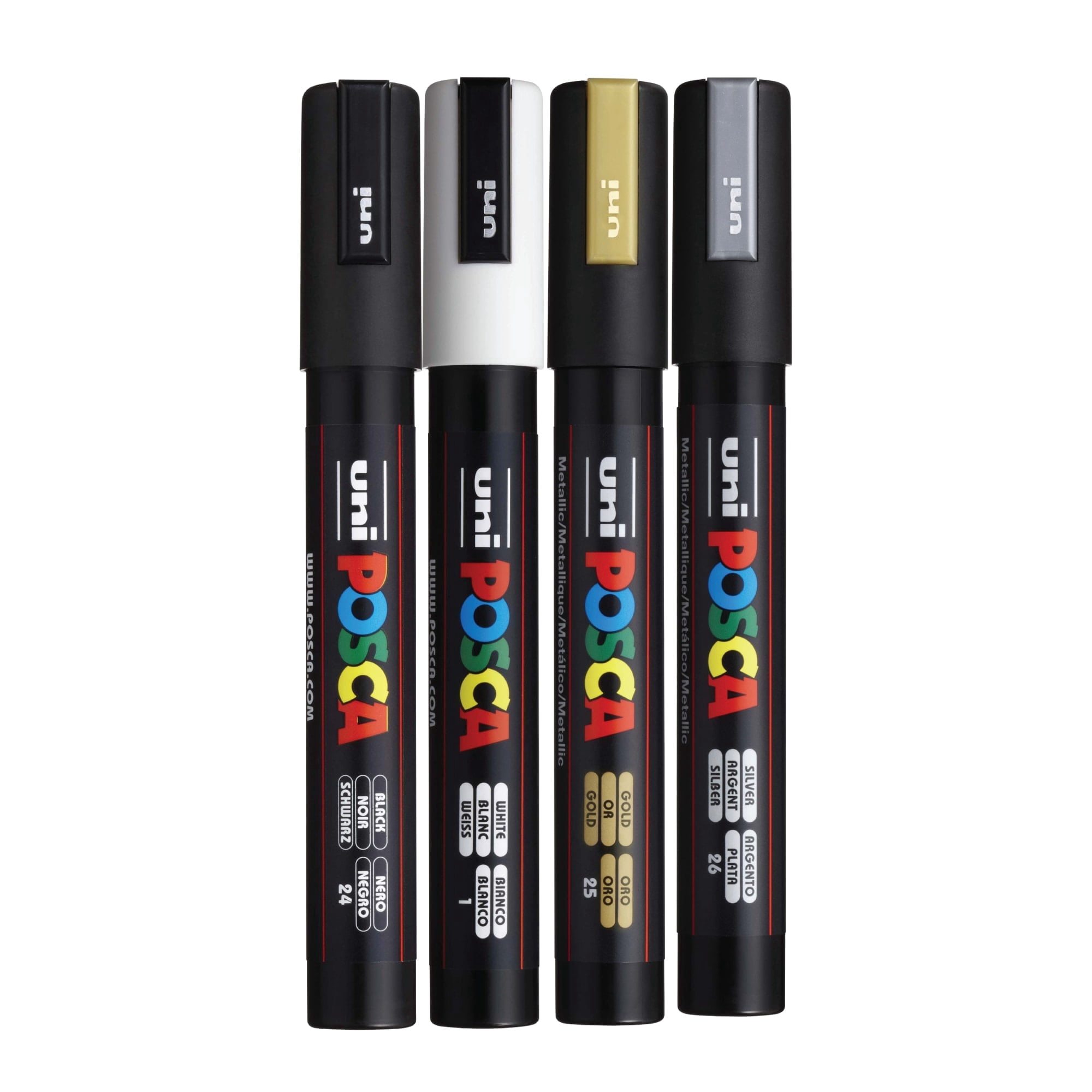 ( 2 Set ) Uni POSCA PC-5M Water-Based Paint Markers, Medium Point (1.8-2.5mm), Assorted Colors, 4 Pack