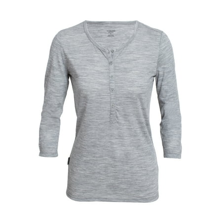 Icebreaker Women's Tech Lite 3Q Henley Shirt Metro Heather M