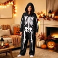 thumbnail image 5 of Adult Halloween Relaxed‑Fit One‑Piece Jumpsuit, Hooded Full‑Body Skeleton Pattern Long Sleeve Couple Loungewear, 5 of 8
