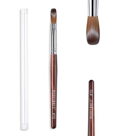 Modelones Synthetic Acrylic Nail Art Brush, Red Wood Handle Nail Brush for Acrylic Powder, Molding and Drawing, Professional Manicure Pen (14#)