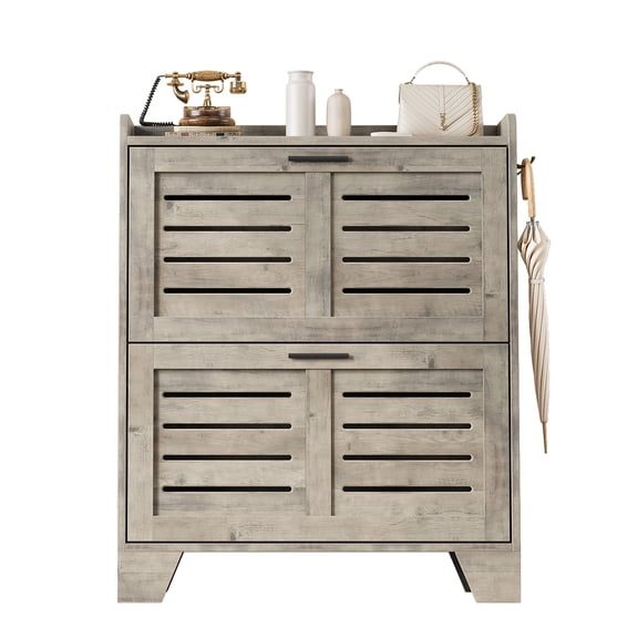 Freestanding Shoe Storage Cabinet with Adjustable Shelves, 13.8" Deep Entryway Shoe Organizer