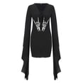 thumbnail image 4 of De Vestido gótico de alas de murciélago negras para mujer con estampado de corazones, disfraz de Halloween, ropa de fiesta, moda gótica, 4 of 5