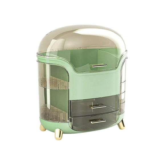 Tabletop Makeup Organizer Waterproof Cosmetics Display Case Holder for Bedroom 11.8x13..9inch Large Capacity Stylish Sturdy Material Light Green