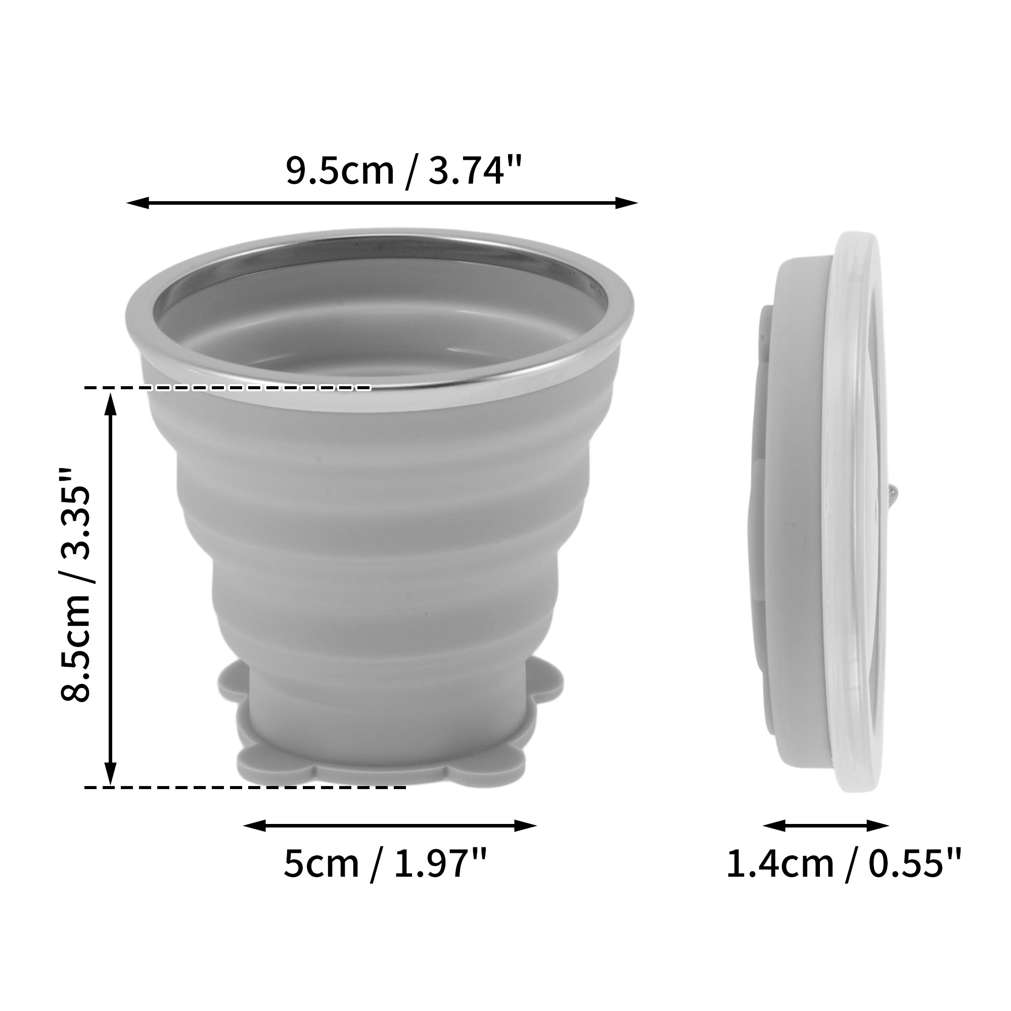 Unique Bargains Folding Cup Bears Design Collapsible Cups 1 Pc  Gray 270ml