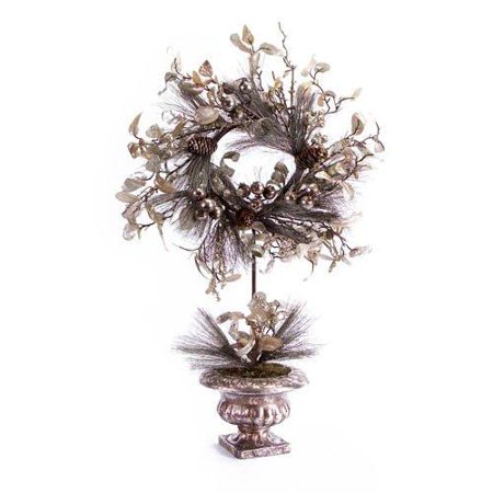 UPC 746427521956 product image for Melrose International Champaign and Silver Potted Pine Wreath with Cones and Rib | upcitemdb.com