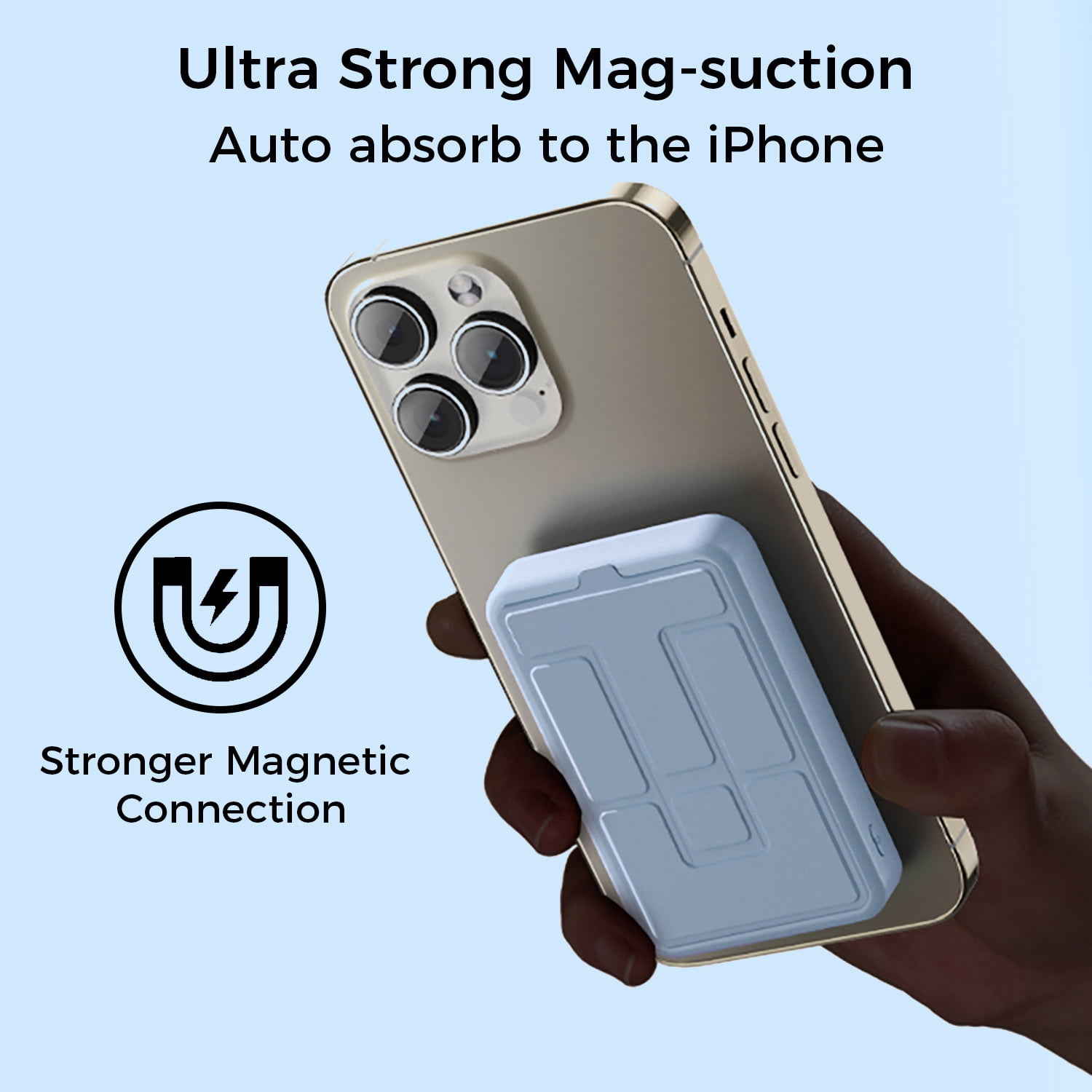 10000mAh Portable Magnetic Wireless Charge Power Bank w/ Phones Stand