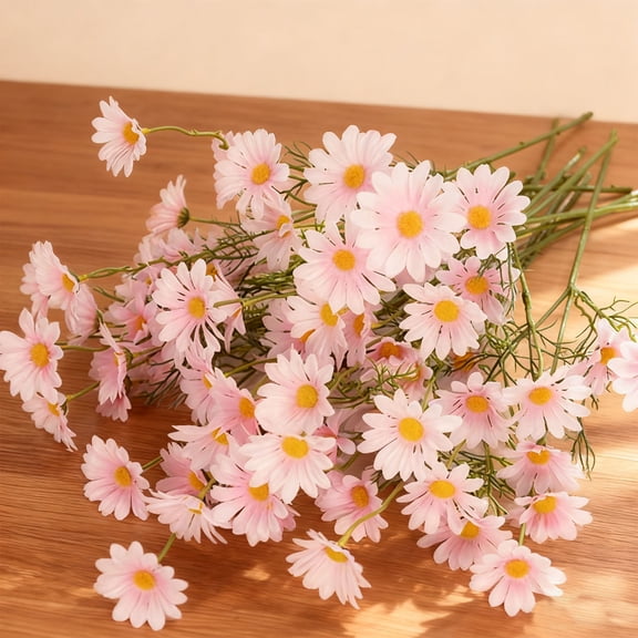 USPEED 12 Bundles Artificial Daisy Flowers UV Resistant Outdoor Fake Wildflowers with Stems Faux Greenery Shrubs Plants Arrangements for Wedding Decoration Home Garden Decoration - Pink