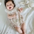 thumbnail image 2 of Likimi Girls Jumpsuit Floral Print Short Sleeve Square Neck Casual Soft Bodysuits Pink Size 0-3 Months, 2 of 9