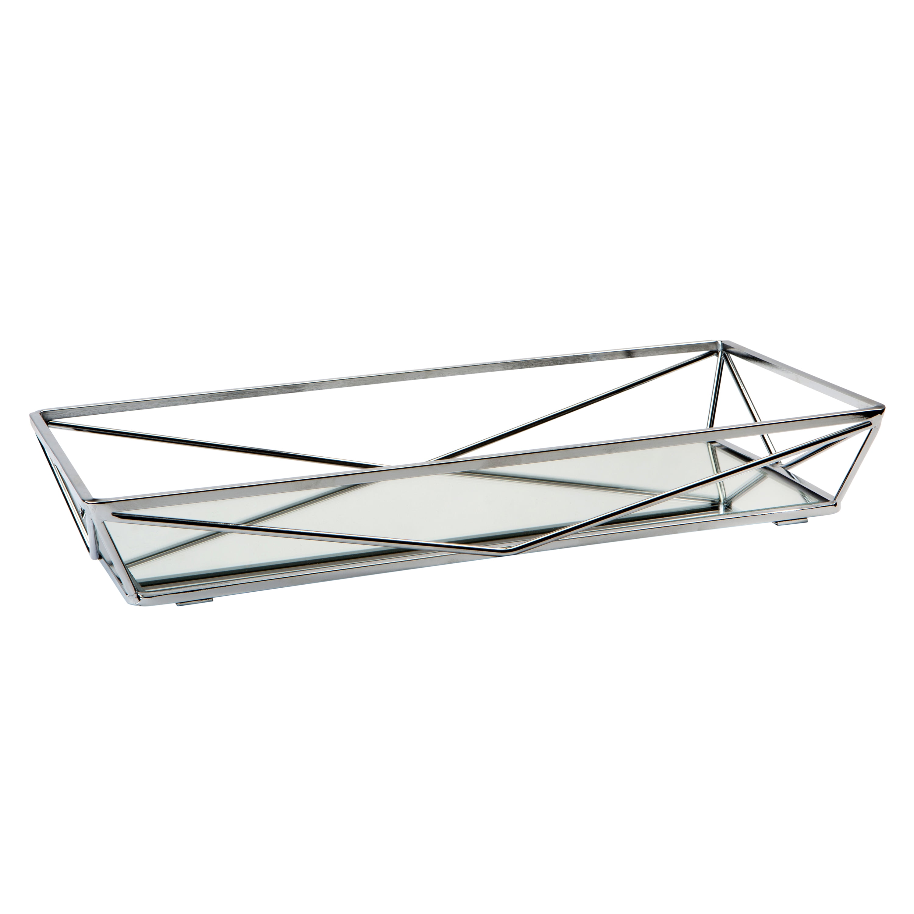 Home Details Geometric Mirrored Vanity Tray in Chrome