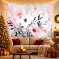 thumbnail image 3 of Abstract Floral Painting with Pink Blooms on Textured Grey Background Peaceful Watercolor for Art Lovers Botanical Decor Housewarming Gift Tapestry Wall Hanging for Living Room and Bedroom, 3 of 7