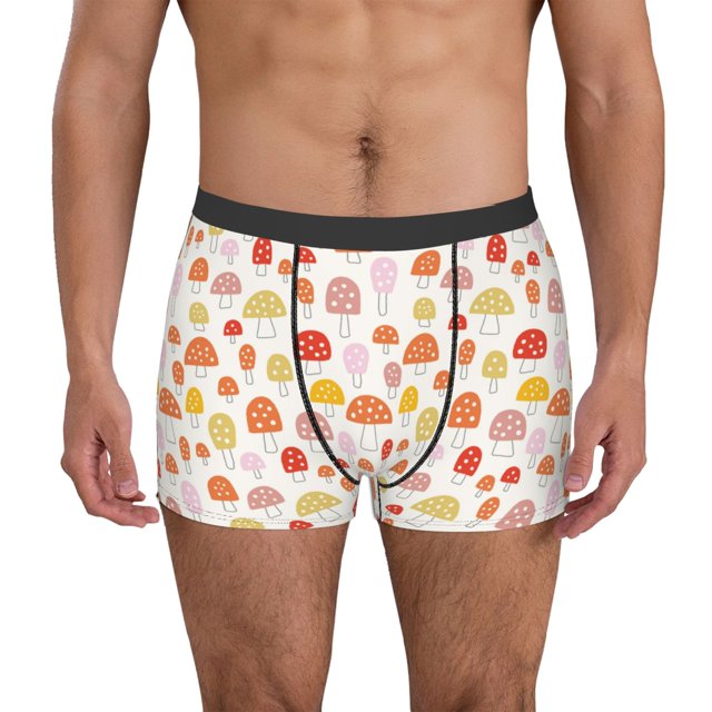 Fotbe Cute Cartoon Mushrooms Calzoncillos Tipo Boxer con Bolsa de Soporte Total para Hombre, X-Temp Fresco, Transpirable y de Secado Rápido-Medium