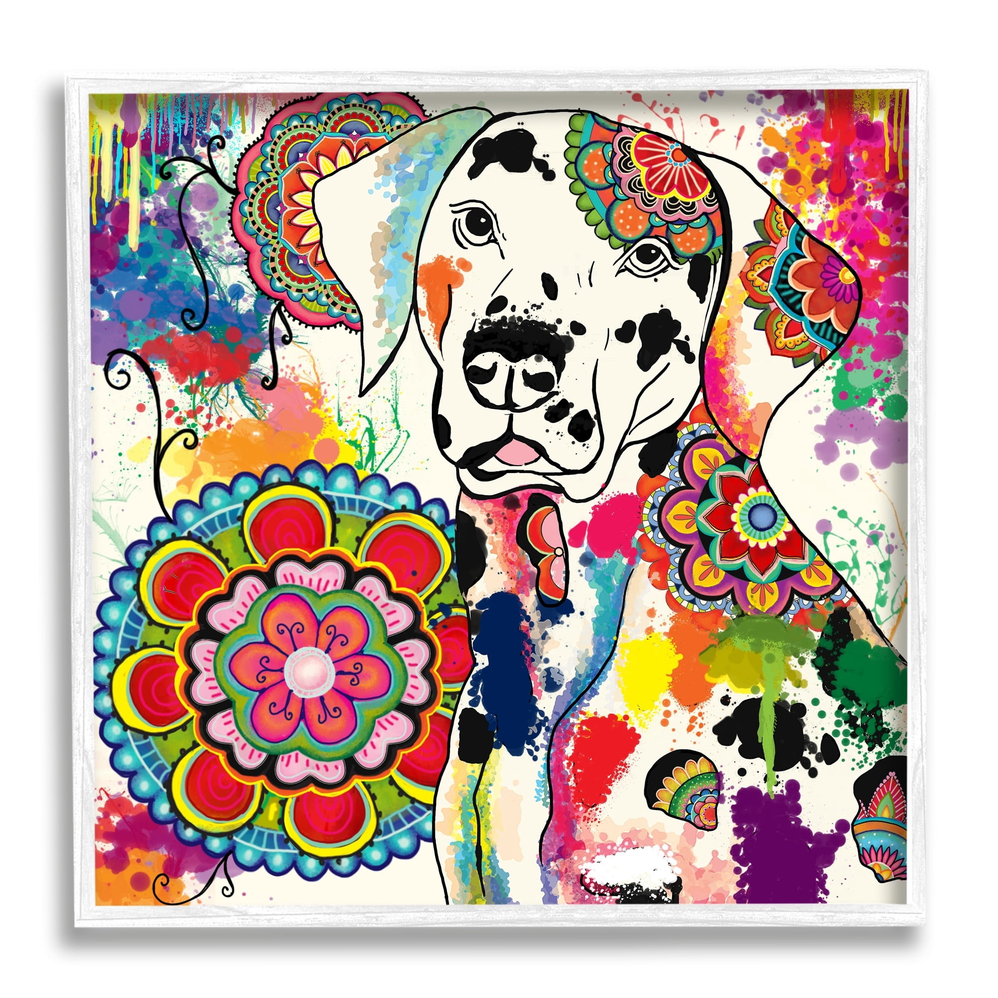 Stupell Industries Pet Labrador Dog Portrait Vibrant Boho Medallion Pattern, 24 x 24,Design by Sangita Bachelet
