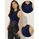 thumbnail image 2 of Top corto de malla con estrellas para mujer, cuello alto, sin mangas, transparente, camiseta sin mangas para fiesta Azul oscuro XS, 2 of 6