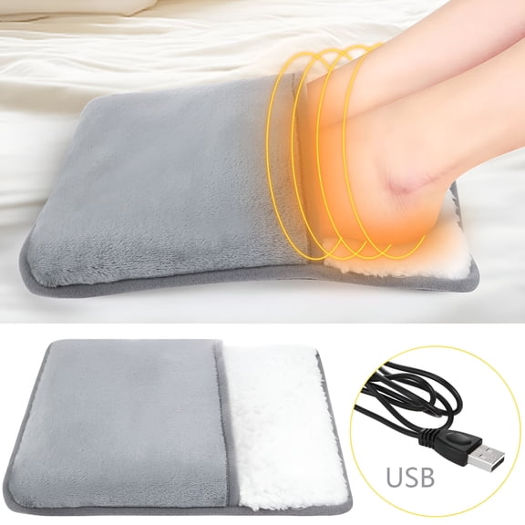 HIBIBUD Heated Feet Warmers Electric Foot Warmer Electric Heated Foot Warmers For Foot Heating Pad Electric With Fast Heating Pad Feet Warmer Warm Water Bag Gray
