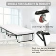 Folding Bed Frame with Wheel, Rollaway Bed with Mattress for Adults