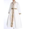 thumbnail image 4 of Jizyo Filles Abayas Musulmanes Robe Maxi une Pièce Manches Longues Robe de Prière Islamique Robe Caftan Arabe Blanc&Or 110/4Y, 4 of 7