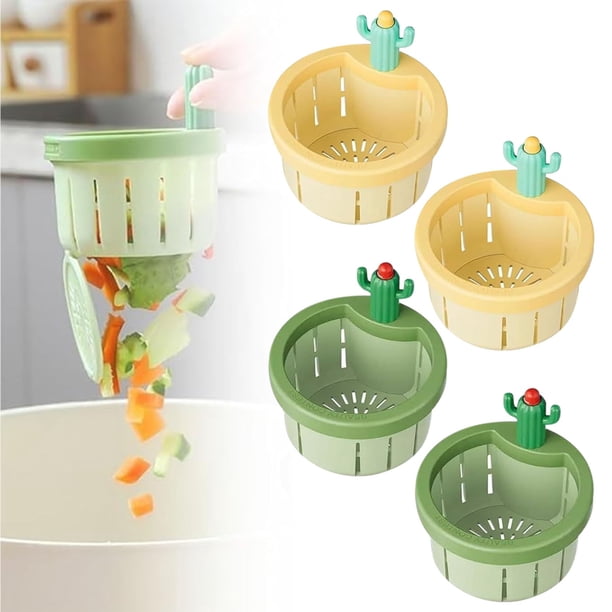 Xihbxyly Colador de Fregadero de Cocina con Forma de Cactus, Mecanismo de Vaciado Automático, Filtración Eficaz, Elegante Diseño de Cactus, Fácil de Limpiar, Versátil para Todo Tipo de Fregaderos, Ac