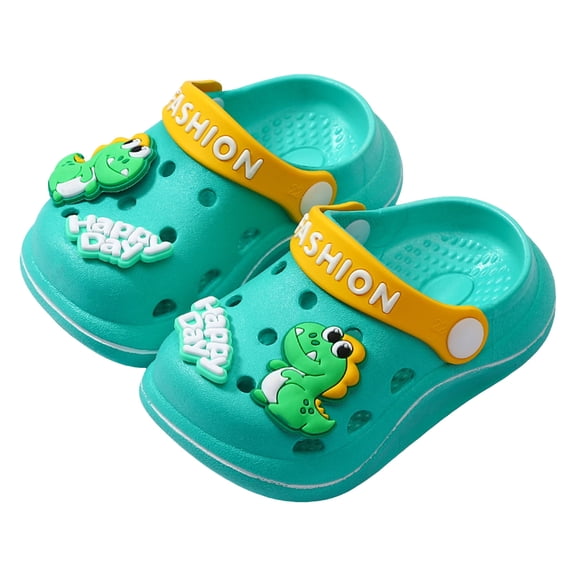 KPOPLK Kids Slides, Girls Slides Non-slip Summer Beach Pool Shoes Toddler Cartoon Slide Sandals Indoor& Outdoor Garden Slippers Shower Shoes Size 8,Dark Green