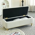 thumbnail image 4 of Tufted Beige Storage Bench with Smooth Velvet and Solid Wood - Offers Storage and Comfort in Bedroom, 4 of 7