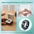thumbnail image 6 of Moss Agate Ring Men 925 Sterling Silver Custom Engraving Text Men's Wedding Rings Promise Ring Moss Agate Jewelry Gifts for Engagement/Wedding/Anniversary US 7, 6 of 7