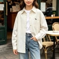 thumbnail image 2 of XUNKUSGA Girls Shirts Lightweight Loose Button Down Shirts for Girls Casual Collared Long Sleeve Shirts Jacket with Pocket for School Daily Streetwear 5-15Y, 2 of 6