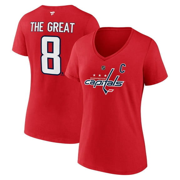 Women's Fanatics Alexander Ovechkin Red Washington Capitals NHL All-Time Leading Goal Scorer The Great 8 Name & Number