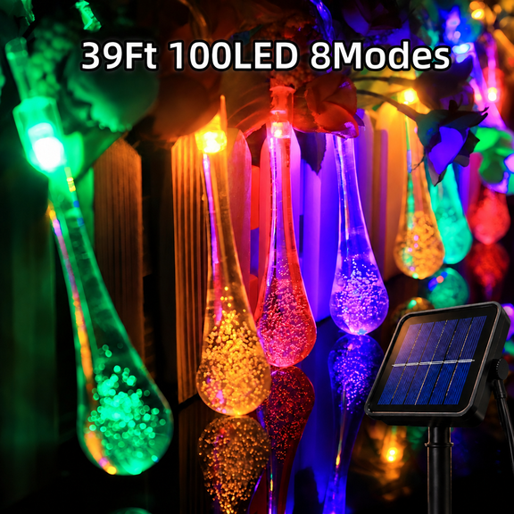 MEHOOM 100 Count LED Solar String Lights, 39 Ft Solar Powered Outdoor Lights, Outdoor Waterproof Solar Lights for Garden Decor