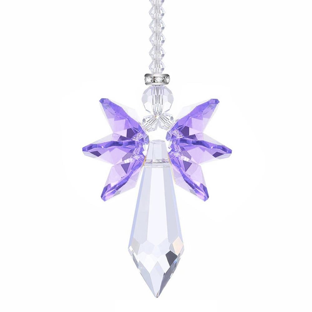 US Set 2 Hanging Angel Ornament Crystal Glass Pendant Handmade Suncatcher Gifts 