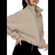 thumbnail image 4 of Chaquetas de Forro para Mujer, Sudaderas Extragrandes con Cremallera, Ropa de Invierno, Conjuntos de Larga y Corte Corto para Otoño. Caqui S, 4 of 10