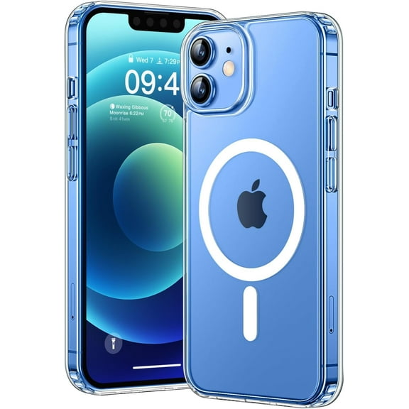 Transparent Clear Case for Apple iPhone 12 Mini Clear Magnetic Case, [Yellow Resistant] Slim Fit Shockproof Transparent Crystal Clear Magnetic Clear Case for Apple iPhone 12 Mini