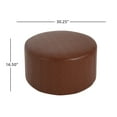 thumbnail image 2 of Christopher Knight Home 30" PU Upholstered Round Ottoman, Wood Frame, Light Brown, 2 of 7