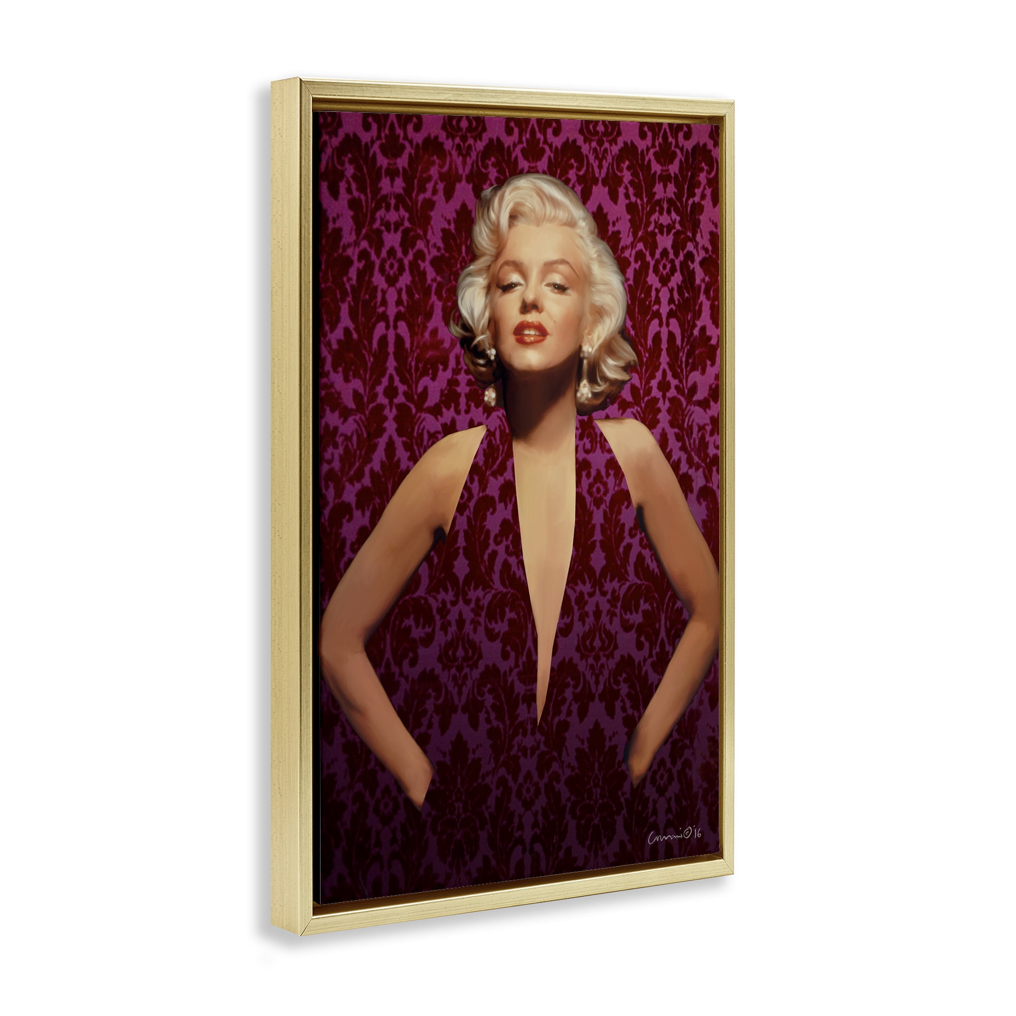 Stupell Industries Victorian Patterned Marilyn Novelty Painting Gold Floater Framed Art Print Wall Art, 21 x 31