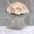 thumbnail image 3 of 7.5 Inch Silk Rose Wedding Bouquet, Bride Bridesmaid Bouquets, Artificial Toss Rose with Silk Ribbon for Vintage Wedding Ceremony, Wedding Centerpieces, Church Wedding Party (Champagne), 3 of 11